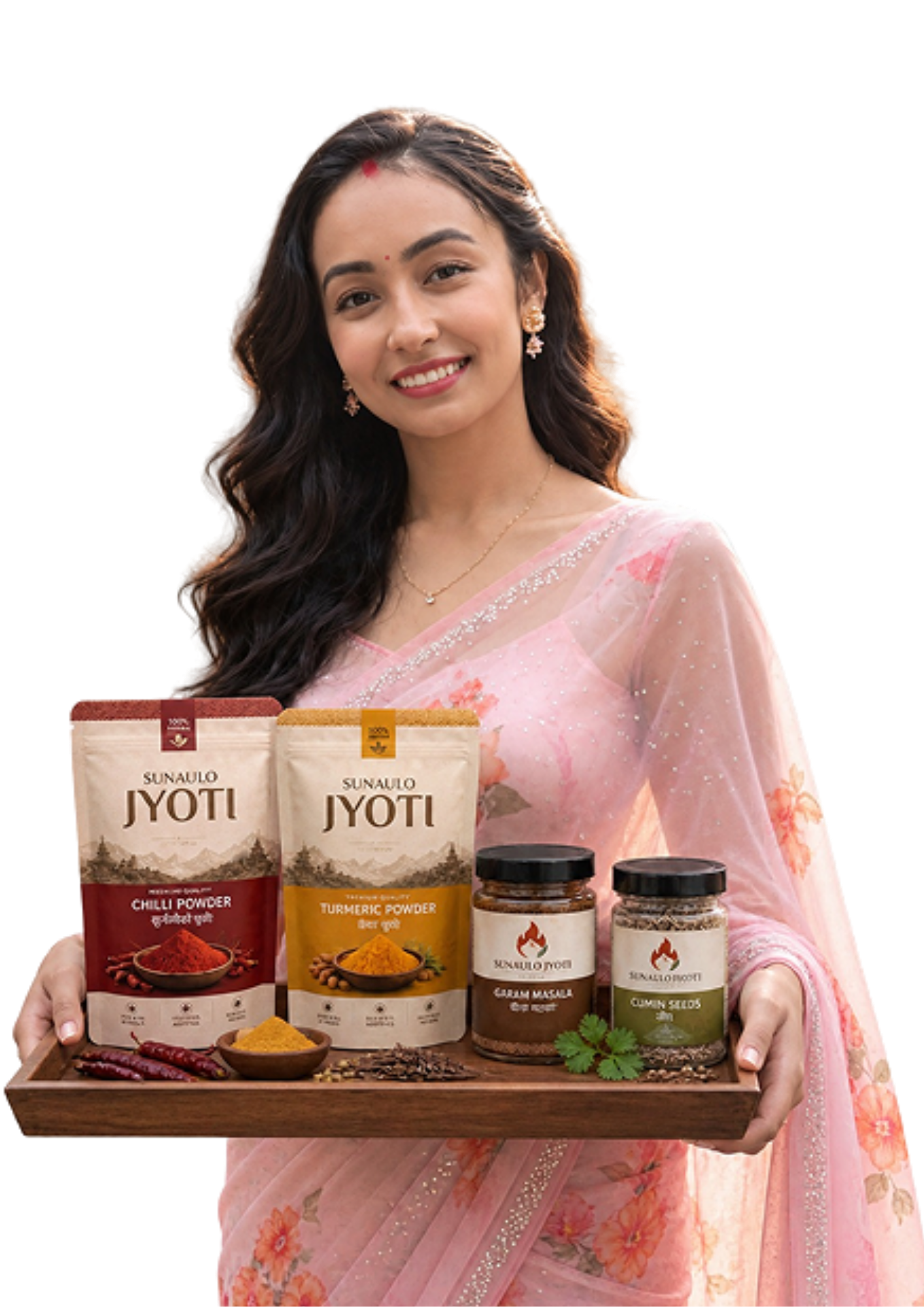 Jyoti Foods founder presenting the masala collection