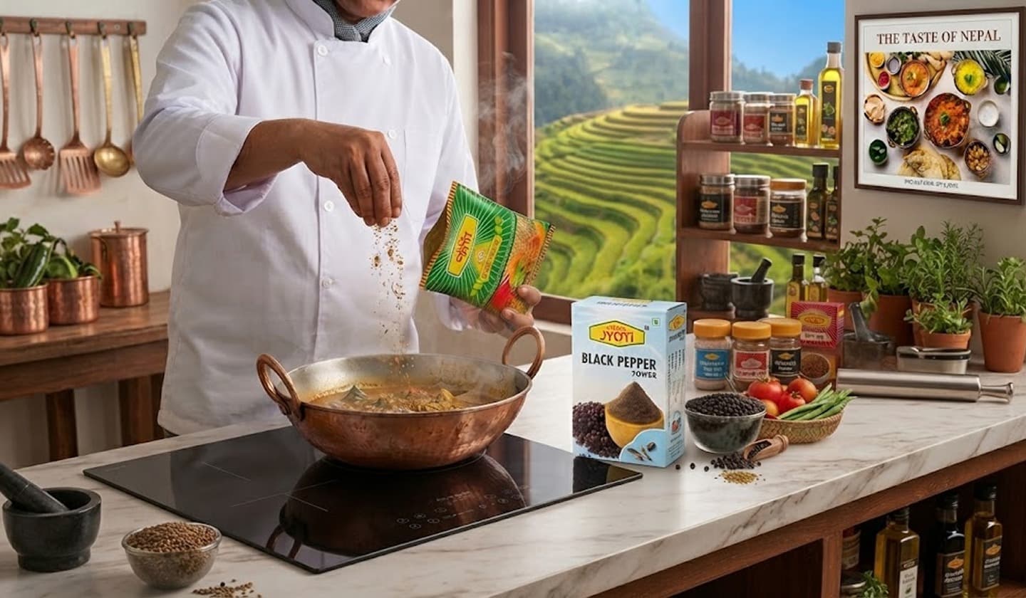 Freshly prepared Jyoti Foods spices in a home kitchen